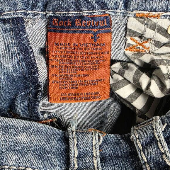 Rock Revival Cleer Easy Crop Jeans 30 Embellished Pockets - Picture 12 of 15